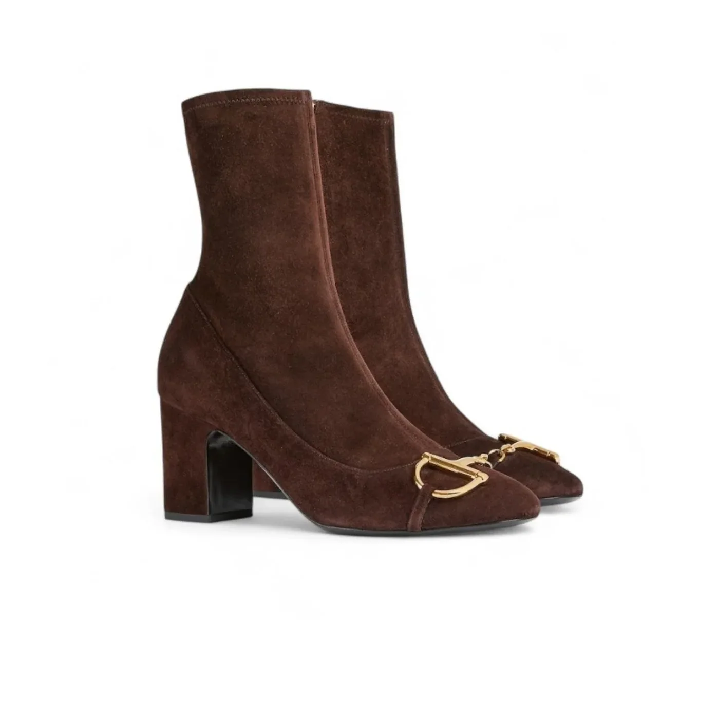 Gucci Ankle Boots With Half Horsebit Dark Brown Suede