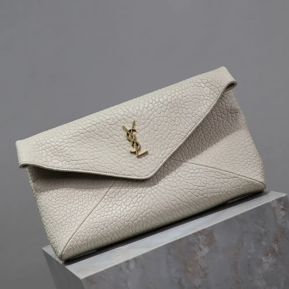 Saint Laurent YSL Cassandre Large Envelope Pouch In Lambskin White 29cm for Women Saint Laurent YSL Cassandre Large Envelope Pouch In Lambskin White 29cm for Women