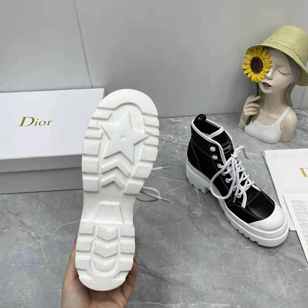 Dior D-Rise Ankle Boot Black Technical Fabric and Calfskin for Women Dior D-Rise Ankle Boot Black Technical Fabric and Calfskin for Women
