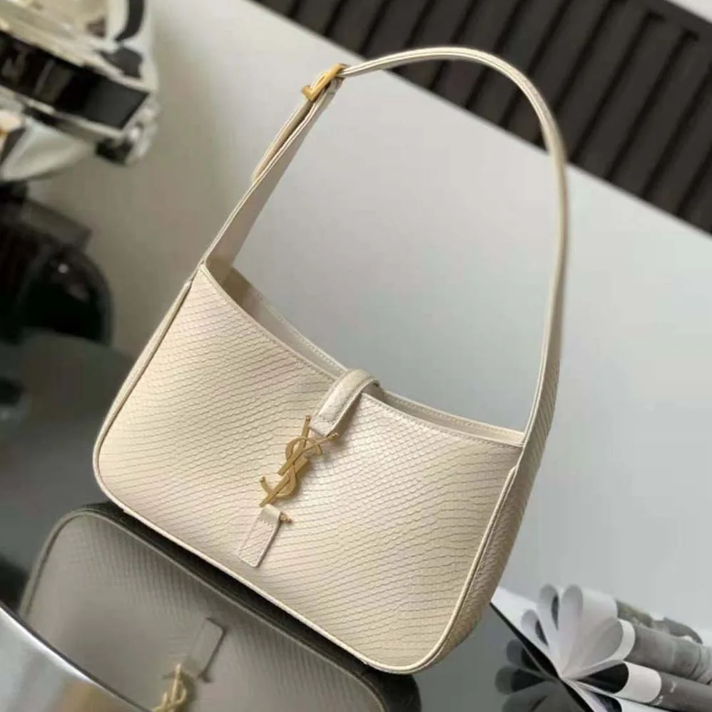 Saint Laurent YSL Le 5 A 7 Hobo Bag in Python for Women in Beige Saint Laurent YSL Le 5 A 7 Hobo Bag in Python for Women in Beige