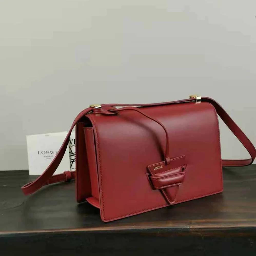 Loewe Barcelona Bag in Silk Calfskin for Women in Maroon Loewe Barcelona Bag in Silk Calfskin for Women in Maroon