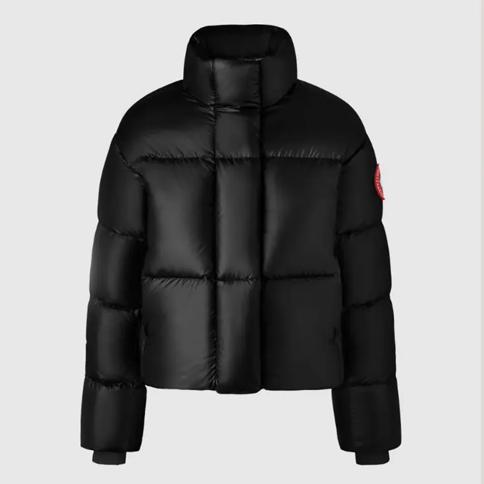 Canada Goose Cypress Cropped Puffer in Recycled Feather-Light Ripstop Shiny for Women in Black