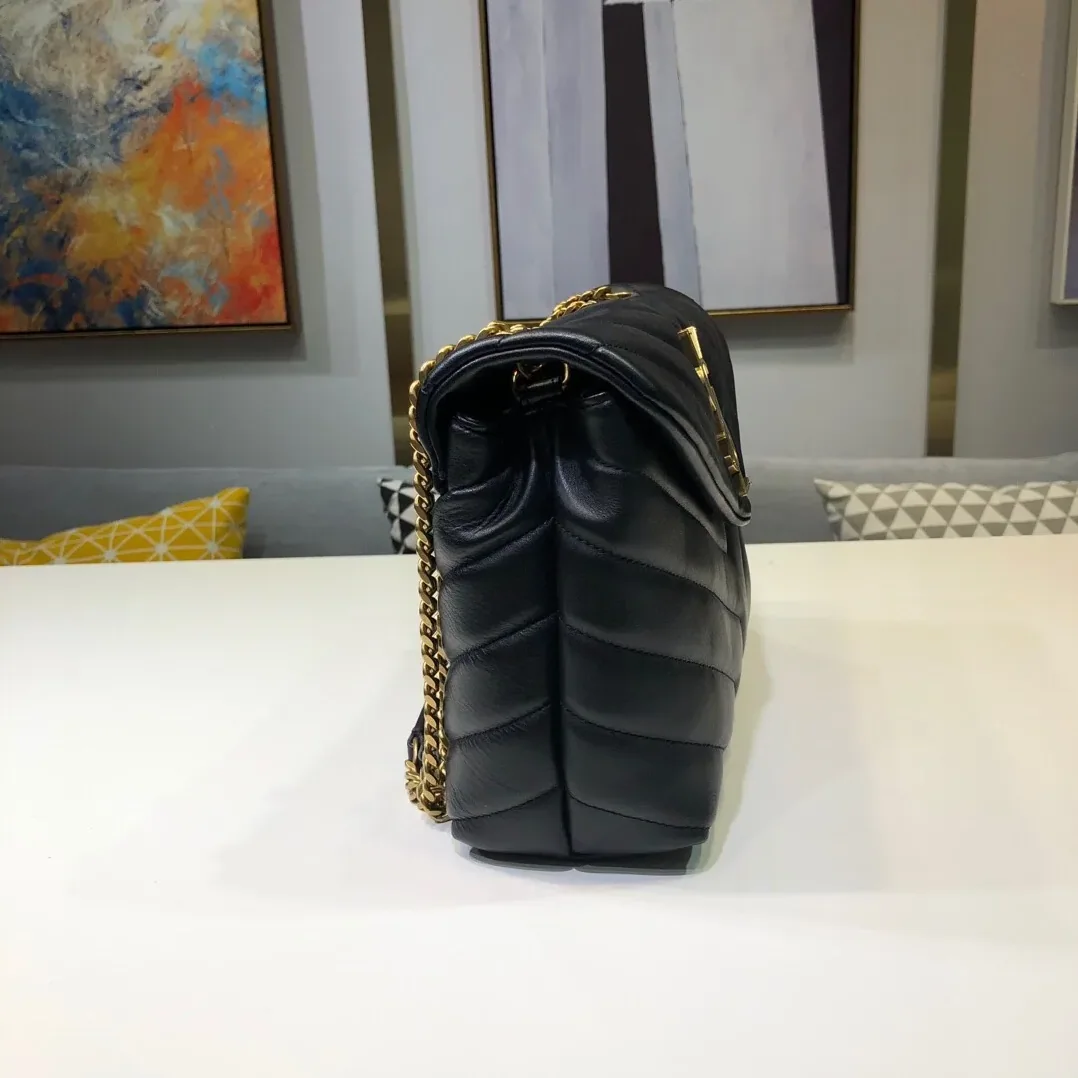 Saint Laurent Loulou Small Chain Bag In Y Black With Gold Hardware in YSL Saint Laurent Loulou Small Chain Bag In Y Black With Gold Hardware in YSL