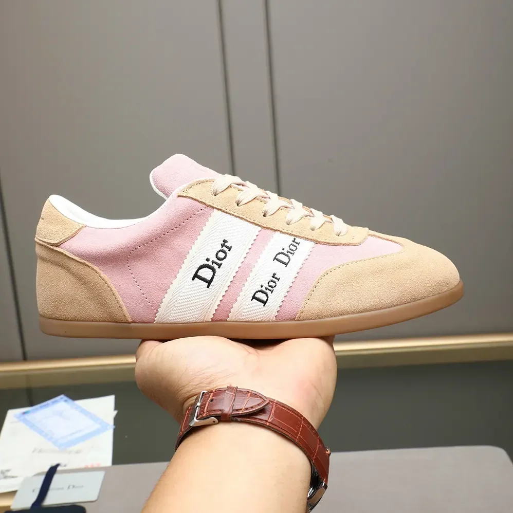 Dior Ribbon Sneaker Pink and Beige Suede Calfskin for Unisex Dior Ribbon Sneaker Pink and Beige Suede Calfskin for Unisex
