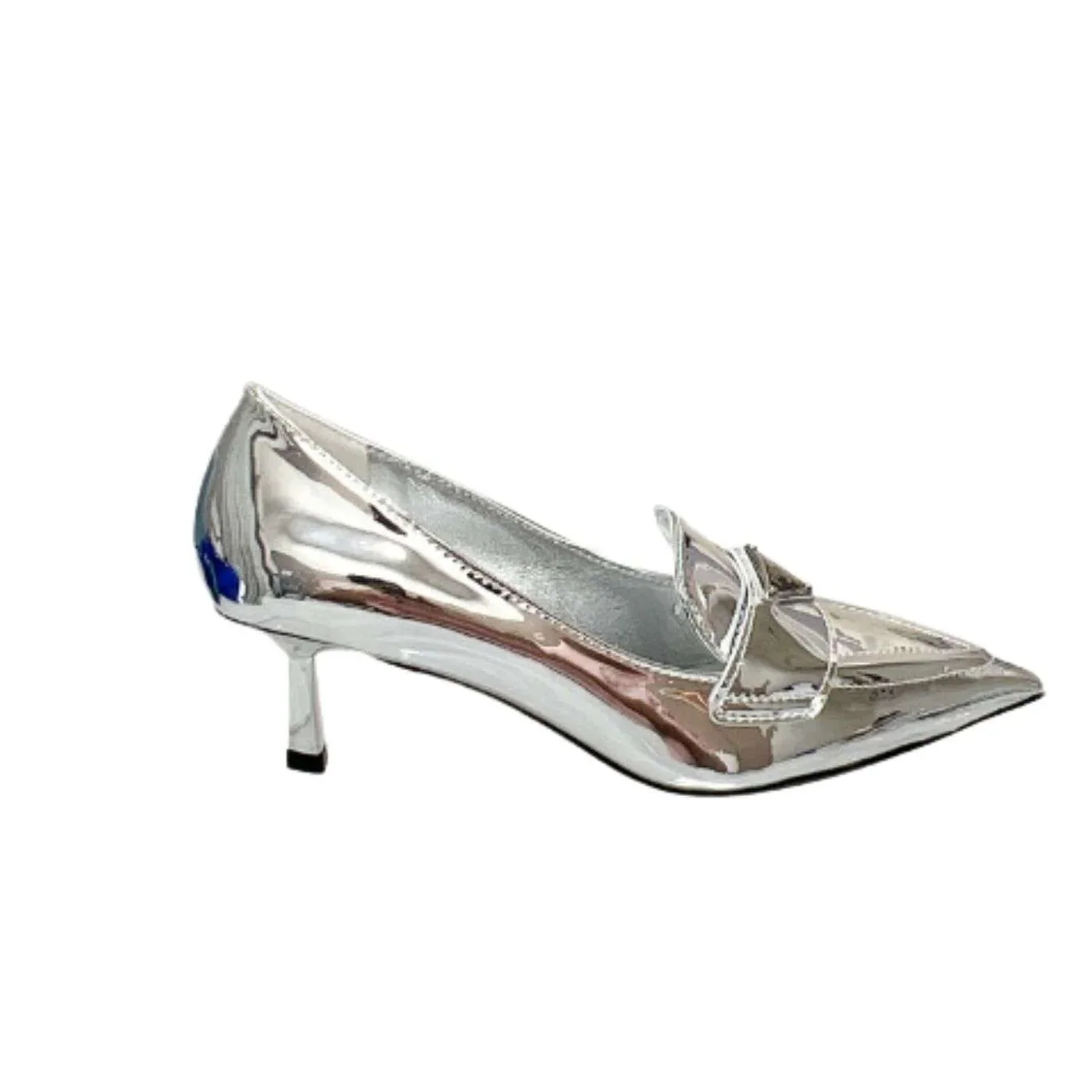 Prada Patent Pumps Silver