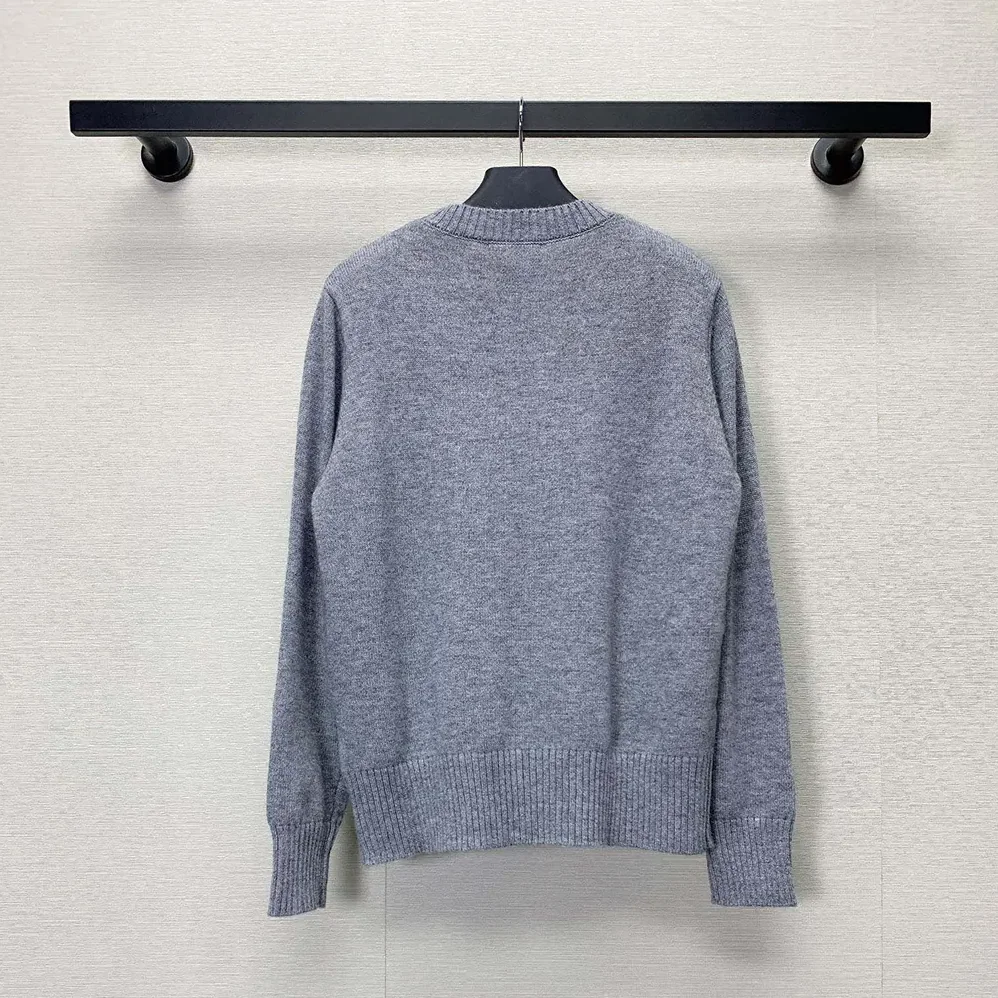 Prada Cashmere and Wool Prada Logo Crew-neck Sweater for Men in Silver