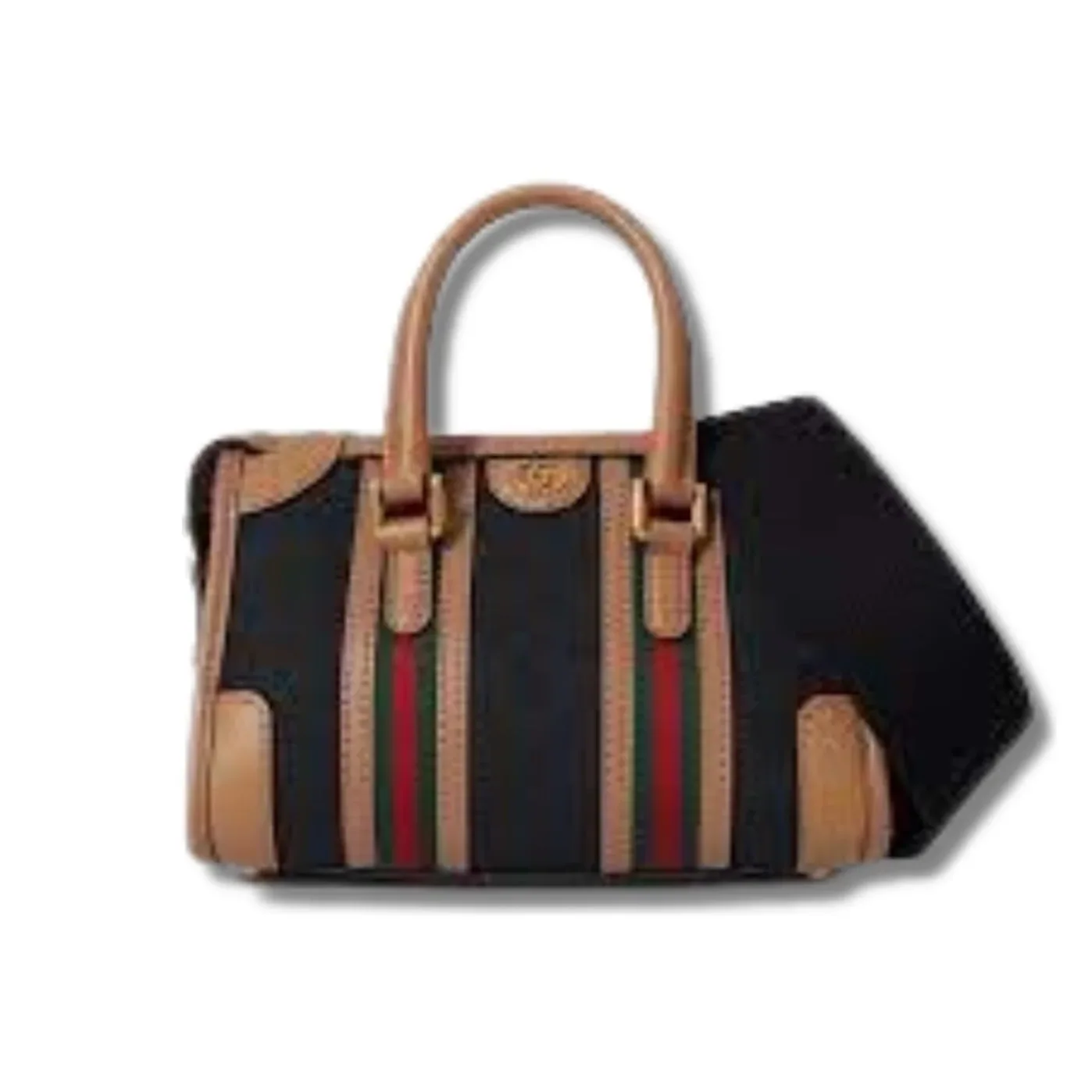 Small Bauletto Top Handle Bag With Double G Brown in Grey / Small Bauletto Top Handle Bag With Double G Brown in Grey /