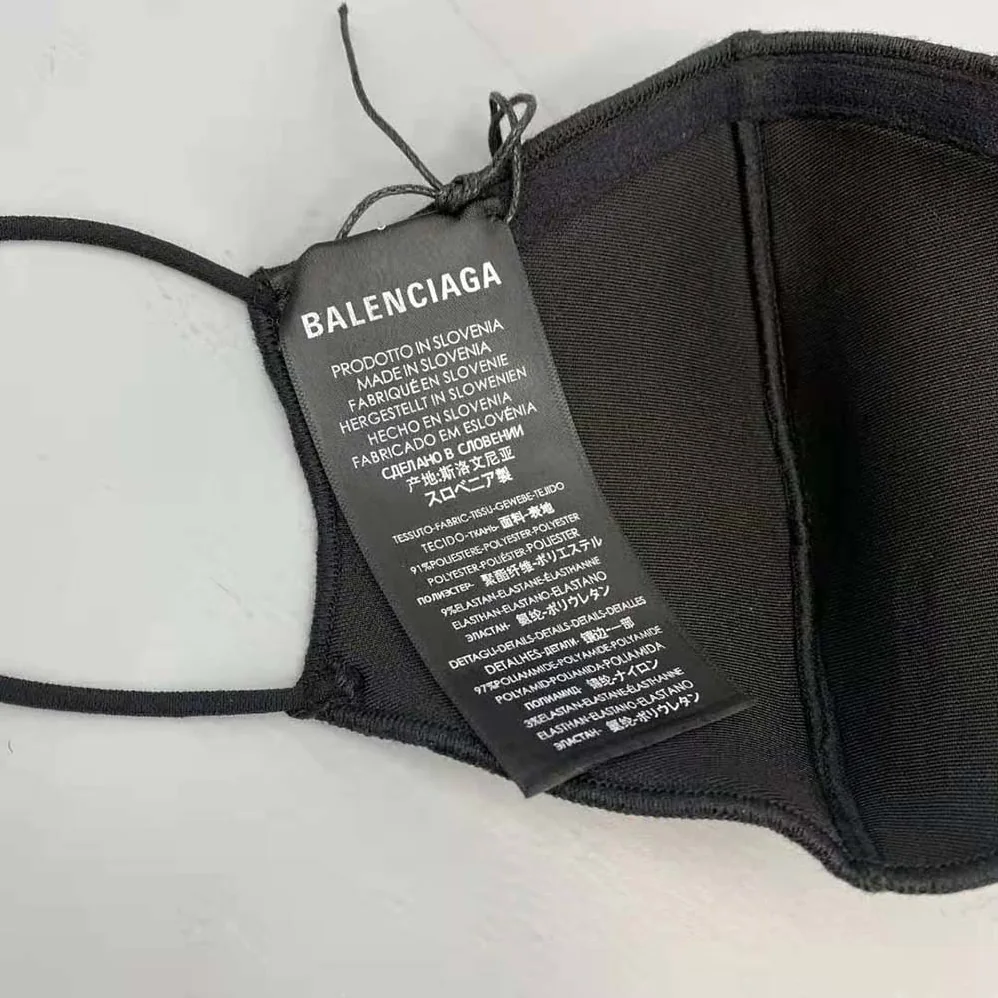 Balenciaga Care Mask in Black and White Printed Neoprene for Women Balenciaga Care Mask in Black and White Printed Neoprene for Women