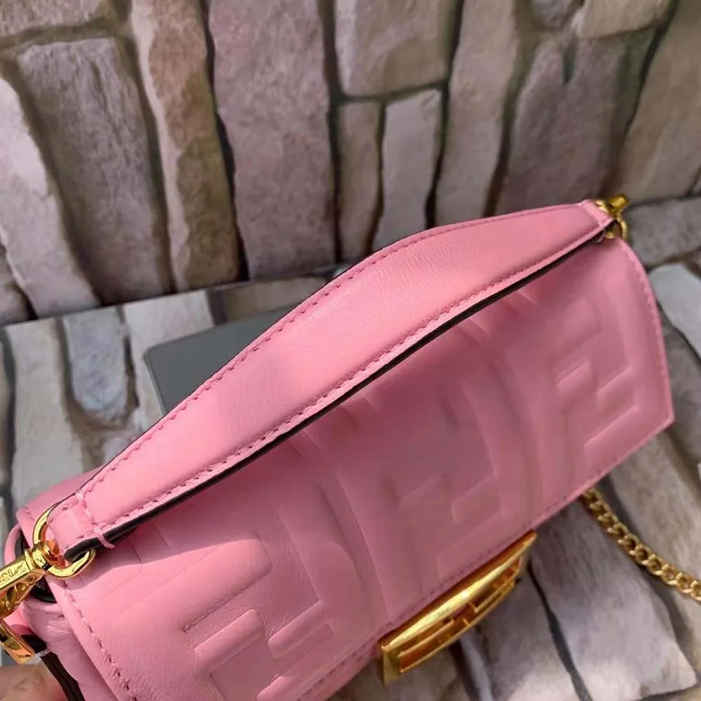 Fendi Baguette Soft Nappa Leather Bag for Women in Pink