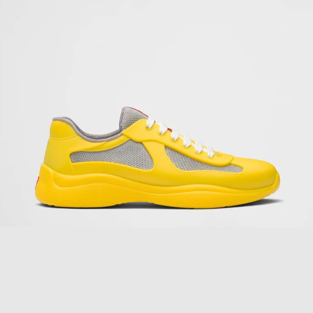 Prada America's Cup Soft Rubber and Bike Fabric Sneakers for Unisex in Yellow Prada America's Cup Soft Rubber and Bike Fabric Sneakers for Unisex in Yellow