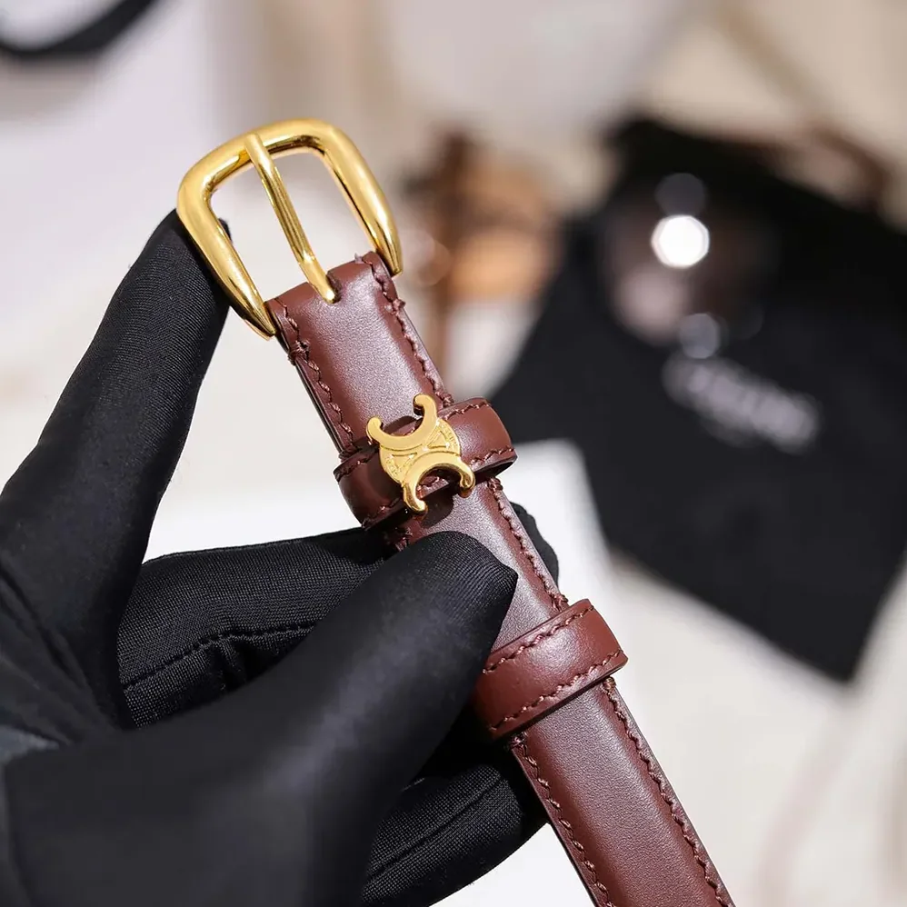Celine Vivienne Belt 25Mm In Taurillon Leather for Women in Dark Brown