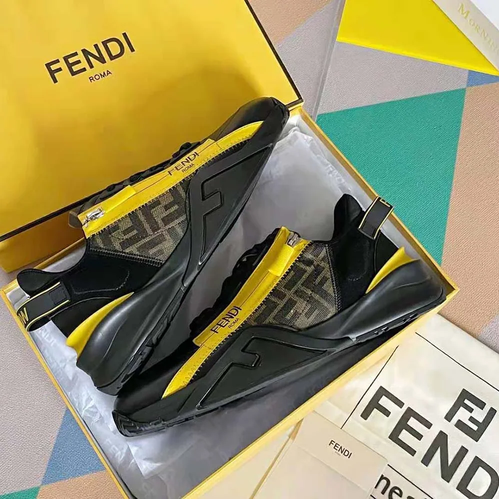Fendi Flow Black Leather Low for Men in Tops Fendi Flow Black Leather Low for Men in Tops