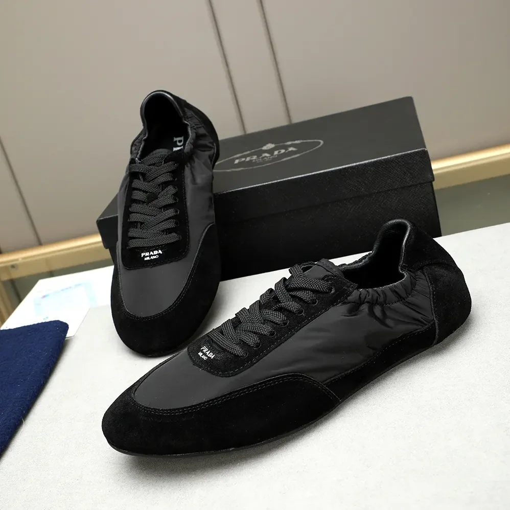 Prada Collapse Re-Nylon and Suede Elasticized Sneakers for Unisex in Black Prada Collapse Re-Nylon and Suede Elasticized Sneakers for Unisex in Black