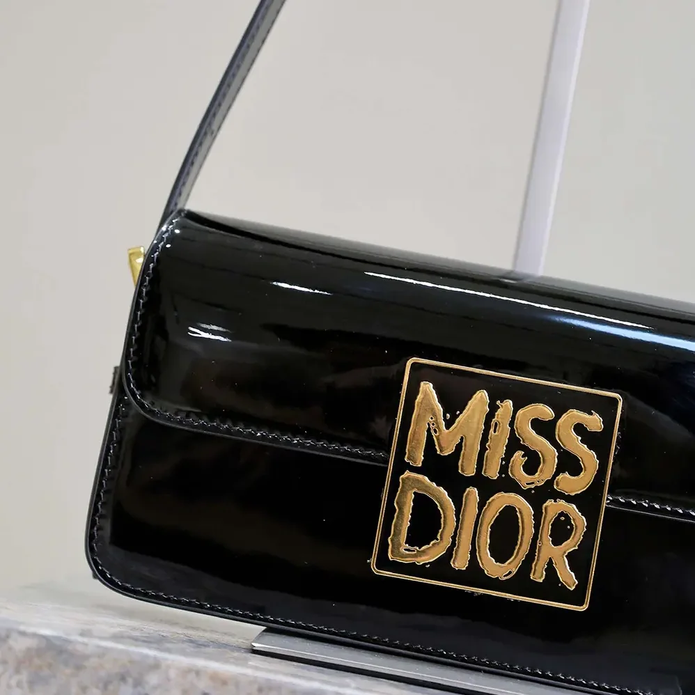Dior Miss Dior Flap Bag Black Patent Calfskin for Women Dior Miss Dior Flap Bag Black Patent Calfskin for Women