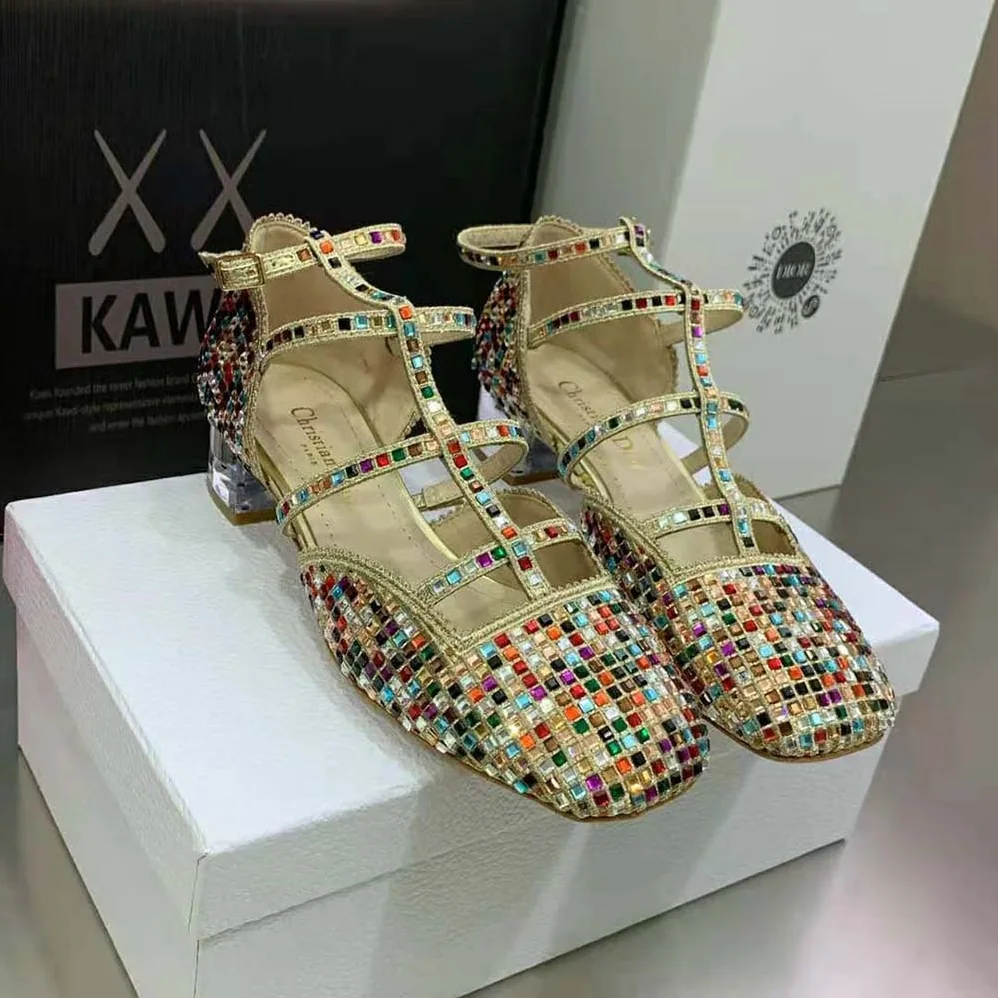 Dior Arty Ballerina Flat Gold-Tone Cotton Embroidered with Metallic Thread and Multicolor Square Strass for Women Dior Arty Ballerina Flat Gold-Tone Cotton Embroidered with Metallic Thread and Multicolor Square Strass for Women