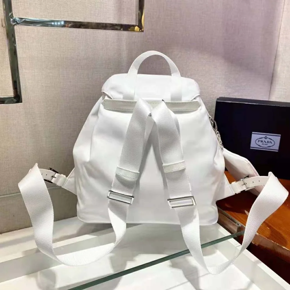 Prada Re-Nylon Medium Backpack for Women in White Prada Re-Nylon Medium Backpack for Women in White