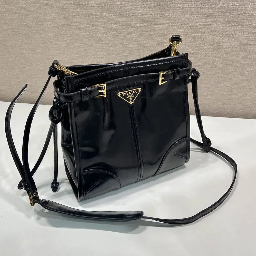 Prada Bonnie Leather Mini Shoulder Bag for Women in Black