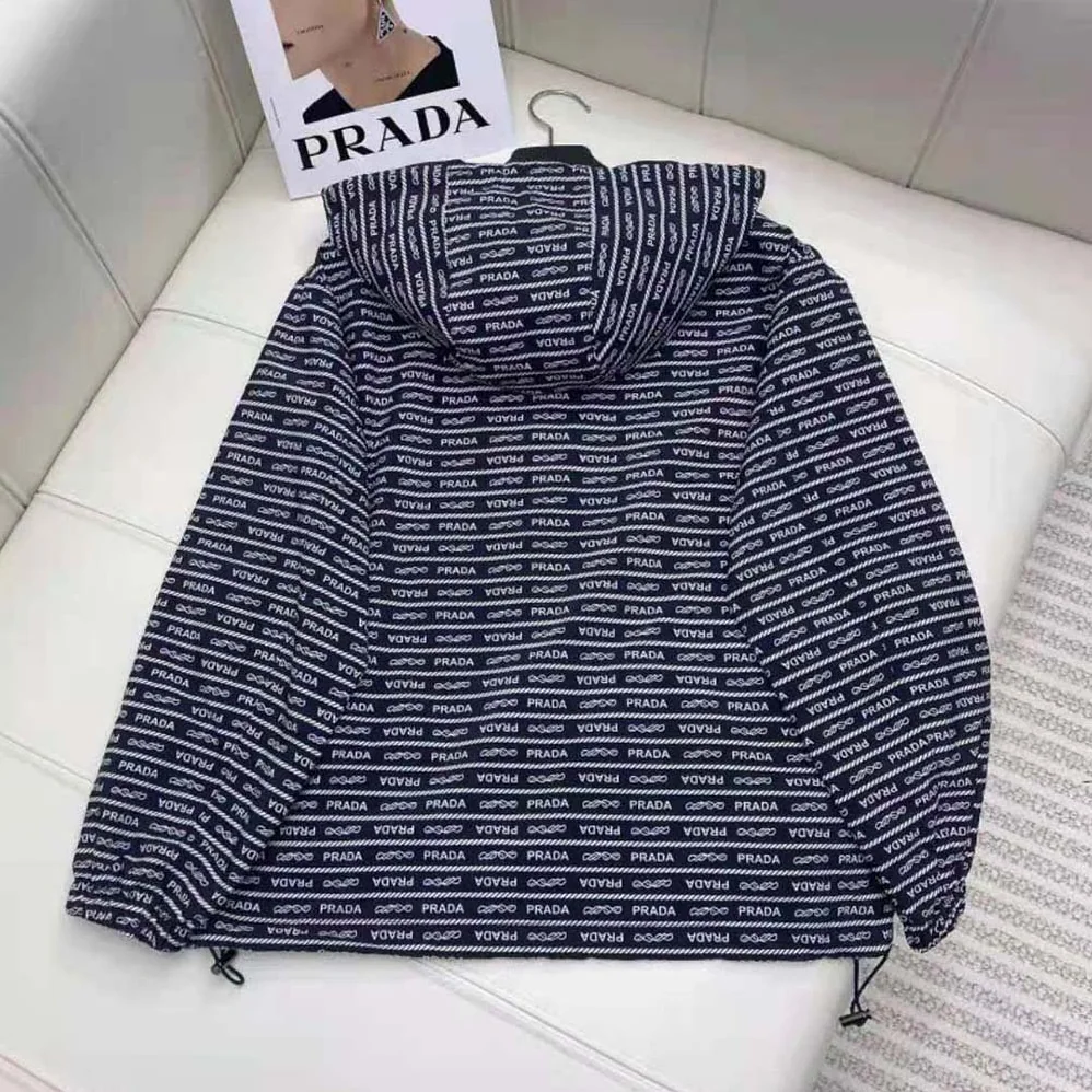 Prada Nylon Blouson Jacket for Men in Blue/White Prada Nylon Blouson Jacket for Men in Blue/White
