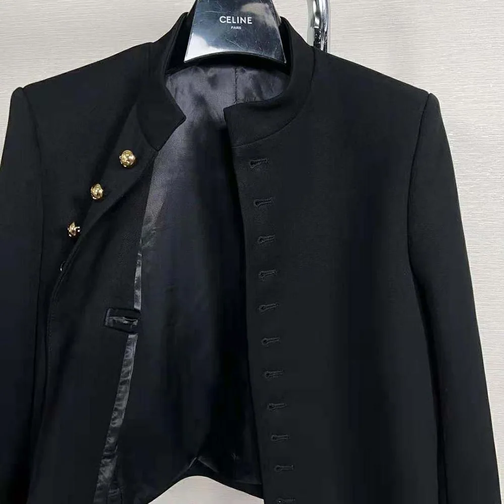Celine Military Jacket in Wool Cloth for Women in Black Celine Military Jacket in Wool Cloth for Women in Black