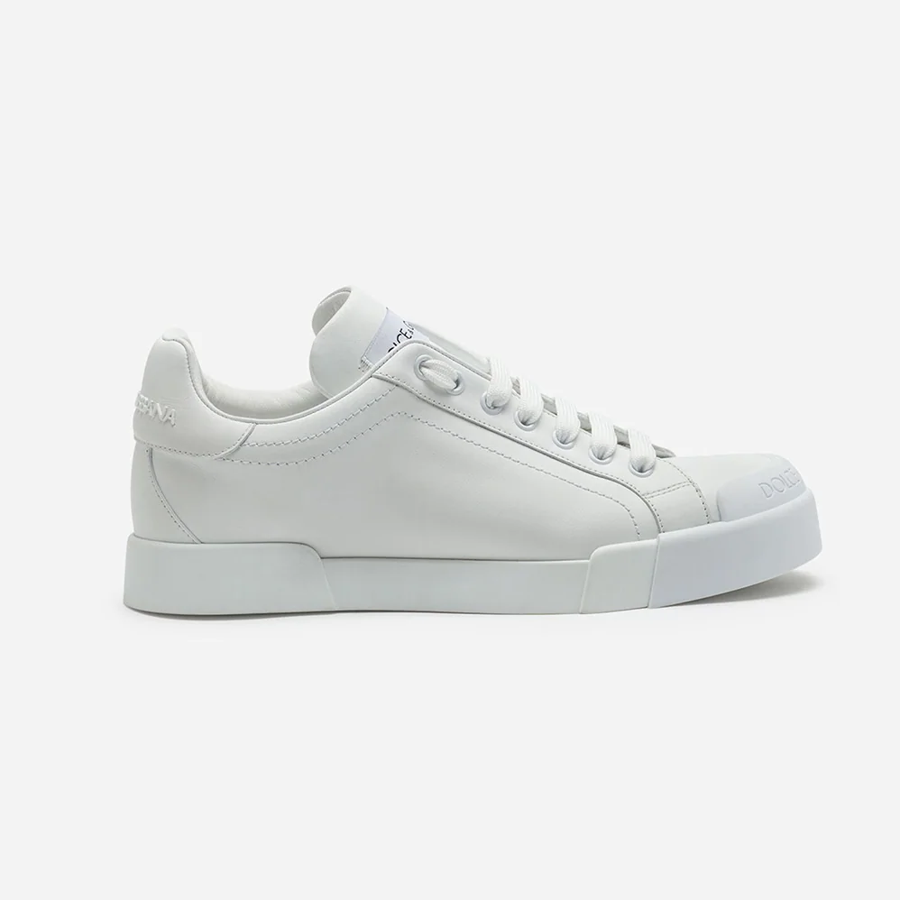 Dolce Gabbana D&G Portofino Sneakers in Nappa Leather and Rubber Toe-Cap for Women in White