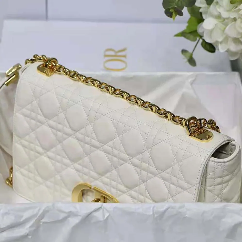 Dior Large Dior Caro Bag Lvory Supple Cannage Calfskin for Women Dior Large Dior Caro Bag Lvory Supple Cannage Calfskin for Women