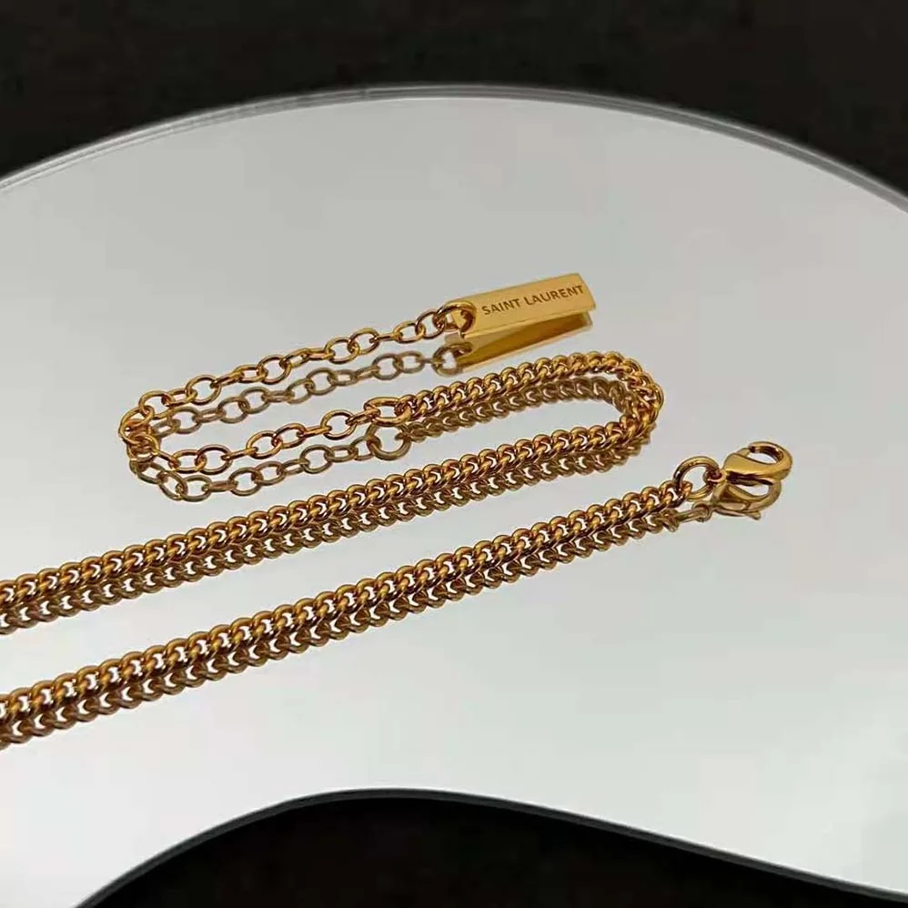 Saint Laurent YSL Monogram Twist Pendant Necklace in Metal for Women Saint Laurent YSL Monogram Twist Pendant Necklace in Metal for Women