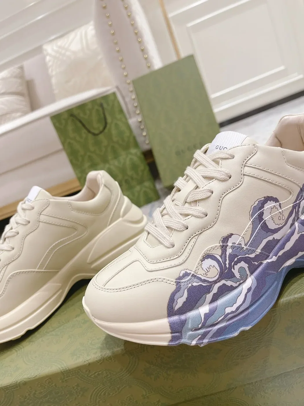 Gucci Rhyton Sneaker With Wave White Gucci Rhyton Sneaker With Wave White