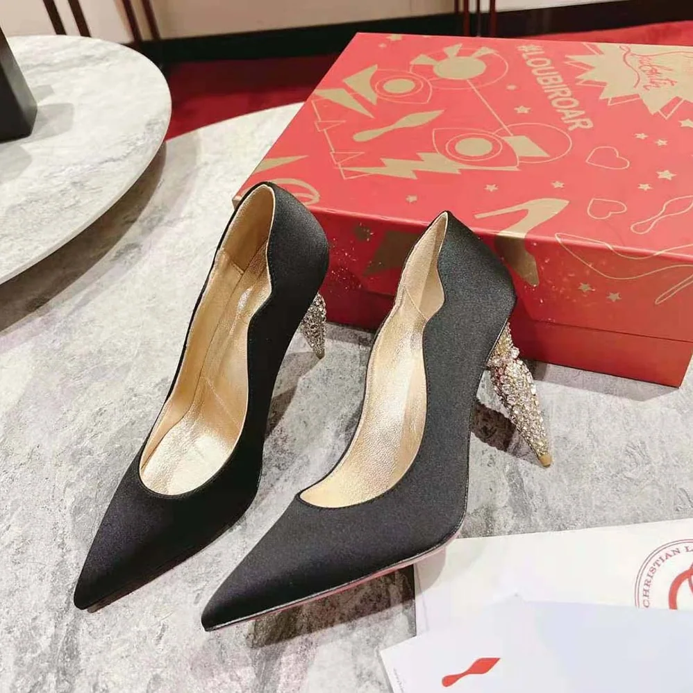 Christian Louboutin Lipstrass Pump 100 mm Heel Height for Women in Black Christian Louboutin Lipstrass Pump 100 mm Heel Height for Women in Black