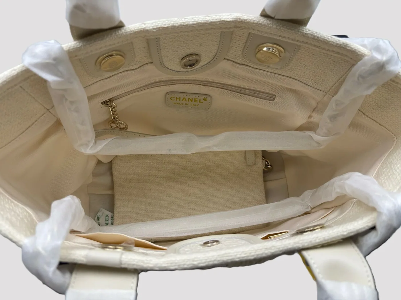Chanel Deauville Large Tote Bag in Sand Gold Hardware