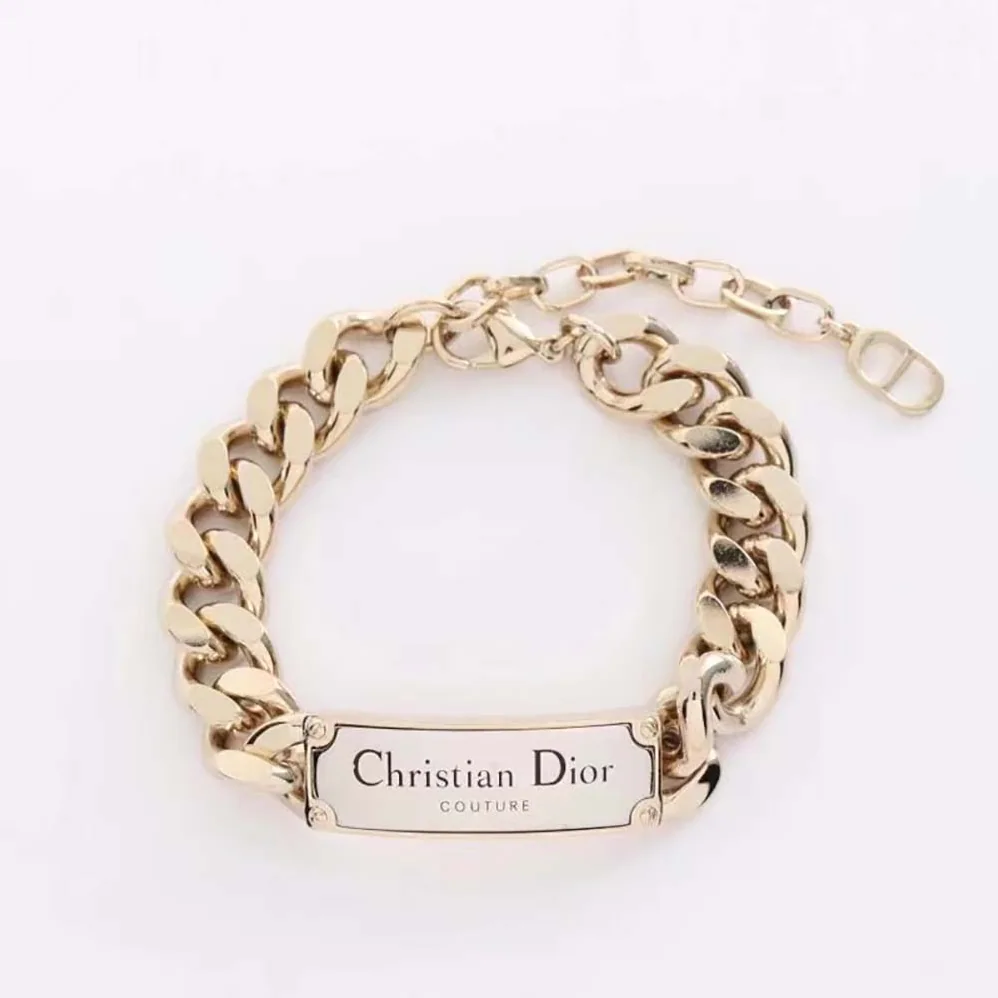 Dior Christian Dior Couture Chain Link Bracelet Gold and Silver for Men in Finish Brass Dior Christian Dior Couture Chain Link Bracelet Gold and Silver for Men in Finish Brass