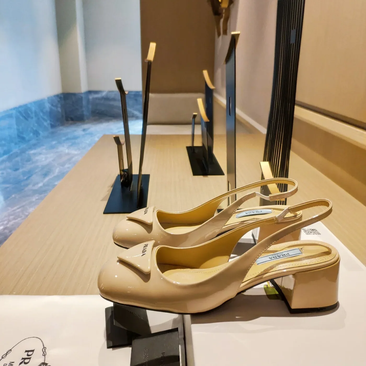 Prada Patent Slingback Pumps Beige / Prada Patent Slingback Pumps Beige /