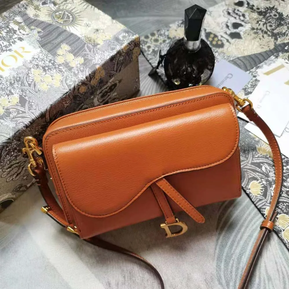 Dior Saddle Double Pouch Goatskin for Women in Brown Dior Saddle Double Pouch Goatskin for Women in Brown