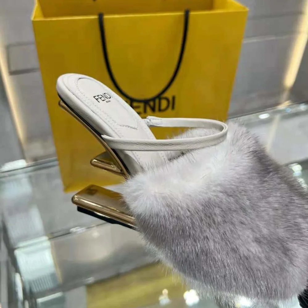 Fendi First Pale Grey Mink High for Women in Heeled Sandals