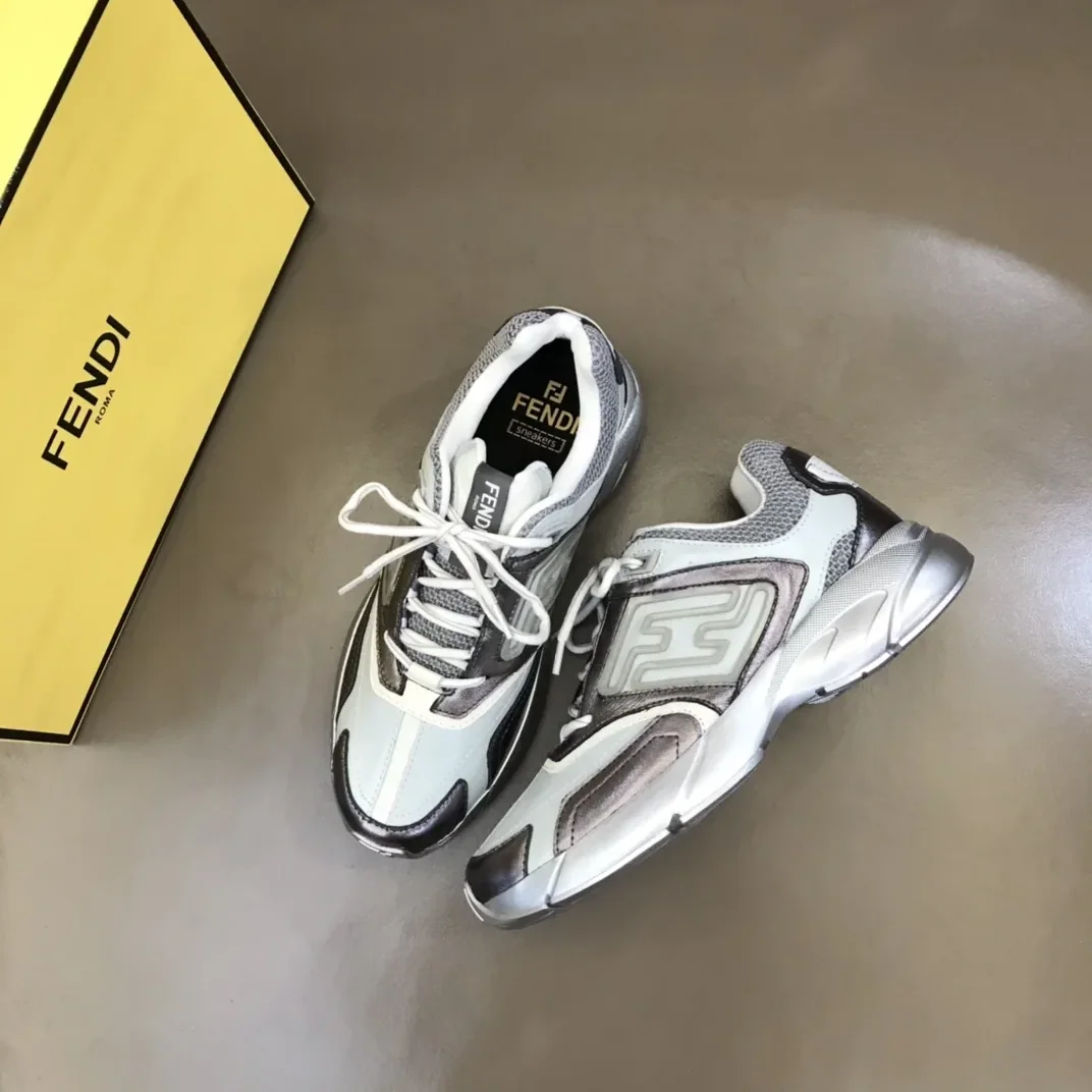 FD Fendi Faster Trainers Sneakers Grey FD Fendi Faster Trainers Sneakers Grey