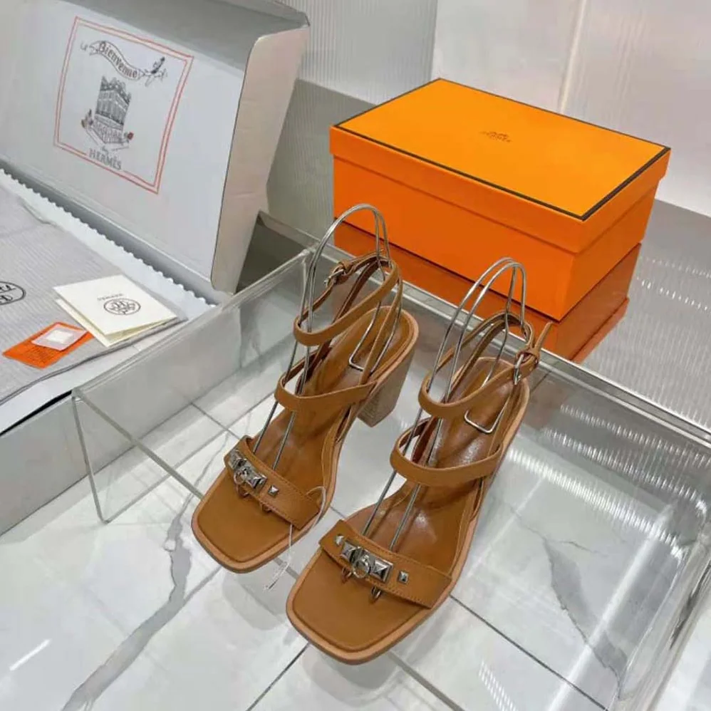 Hermes Ivresse 65 Sandal in Calfskin-Brown H241152Z for Women
