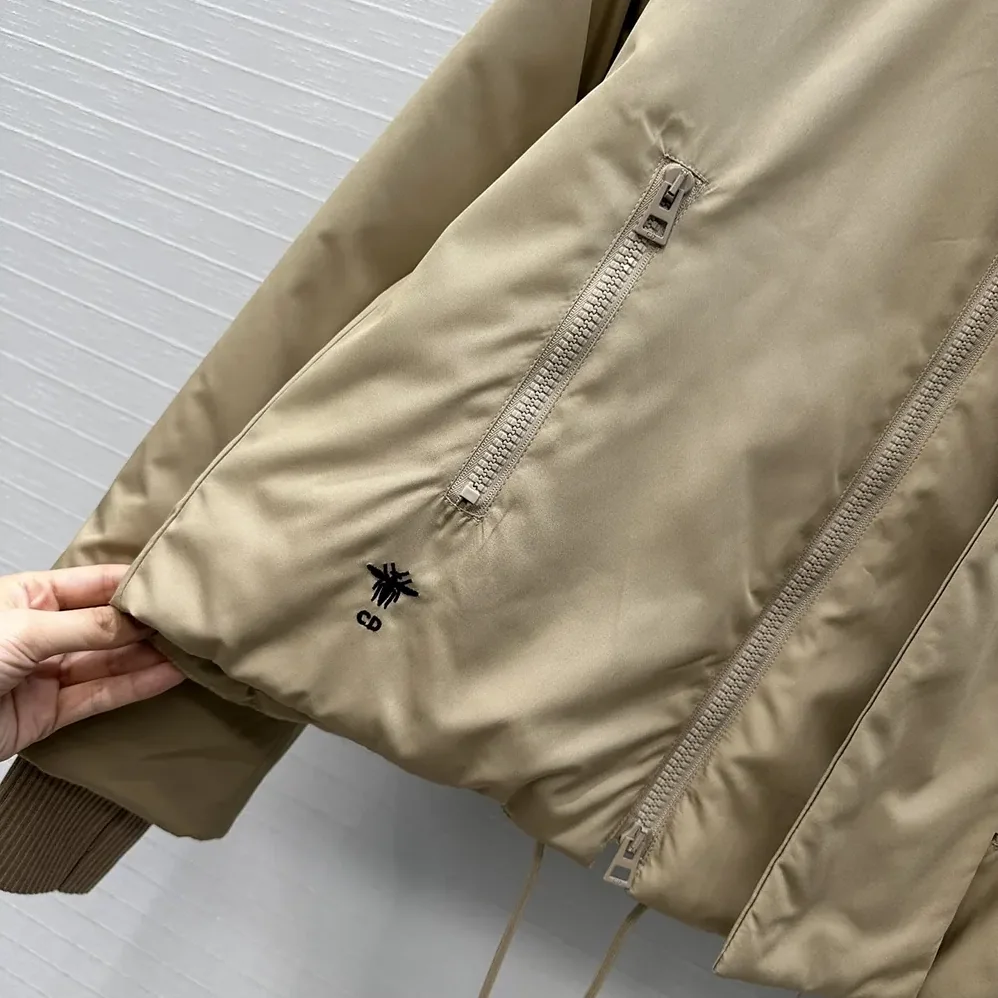 Dior Jacket with Scarf Collar Beige Padded Silk Faille for Women