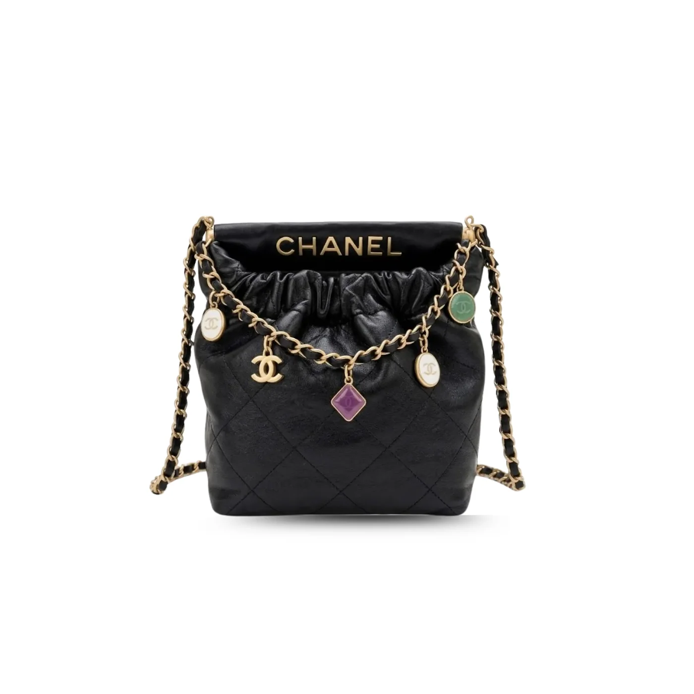 Chanel CC Small Bucket Bag in Black Gold Hardware