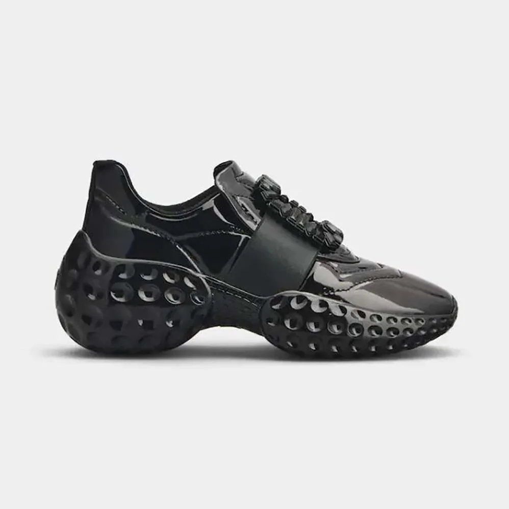 Roger Vivier Viv Run Light Strass Buckle Sneakers in Fabrics for Women in Black Roger Vivier Viv Run Light Strass Buckle Sneakers in Fabrics for Women in Black