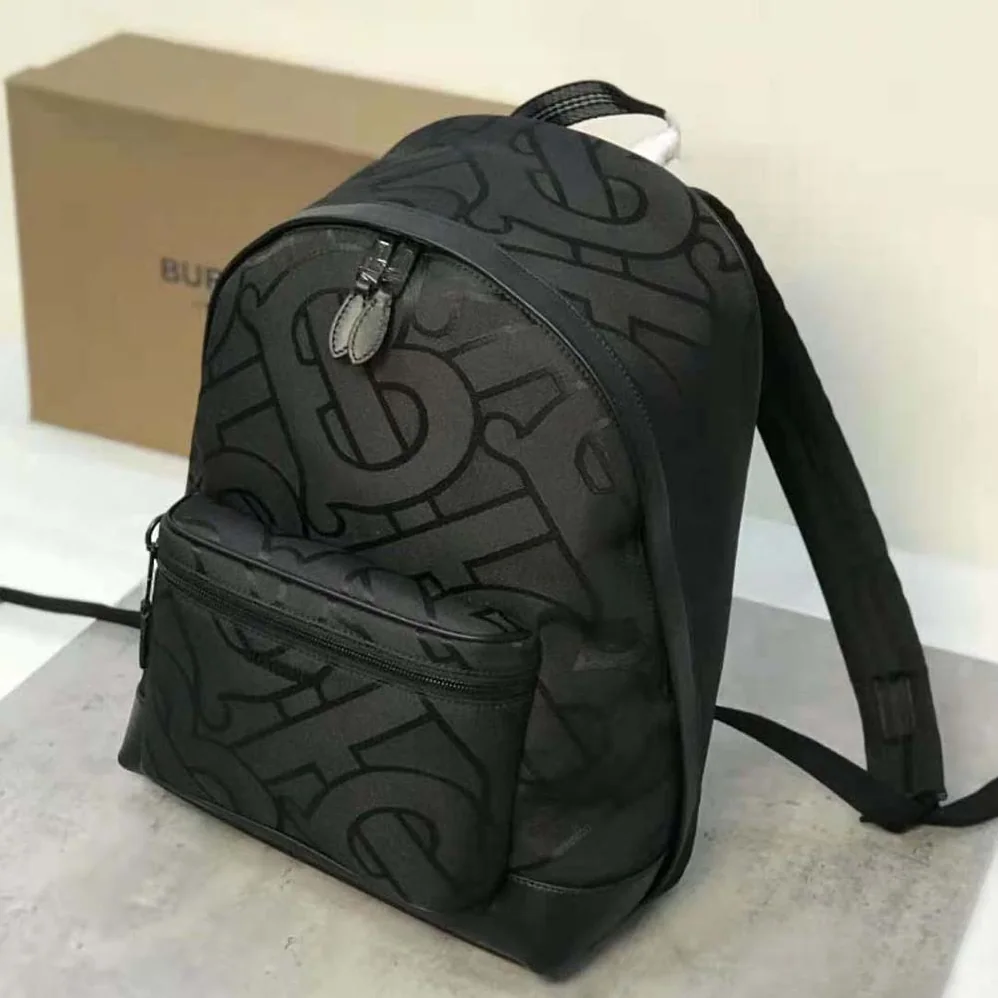 Burberry Monogram Jacquard Backpack for Men in Black Burberry Monogram Jacquard Backpack for Men in Black