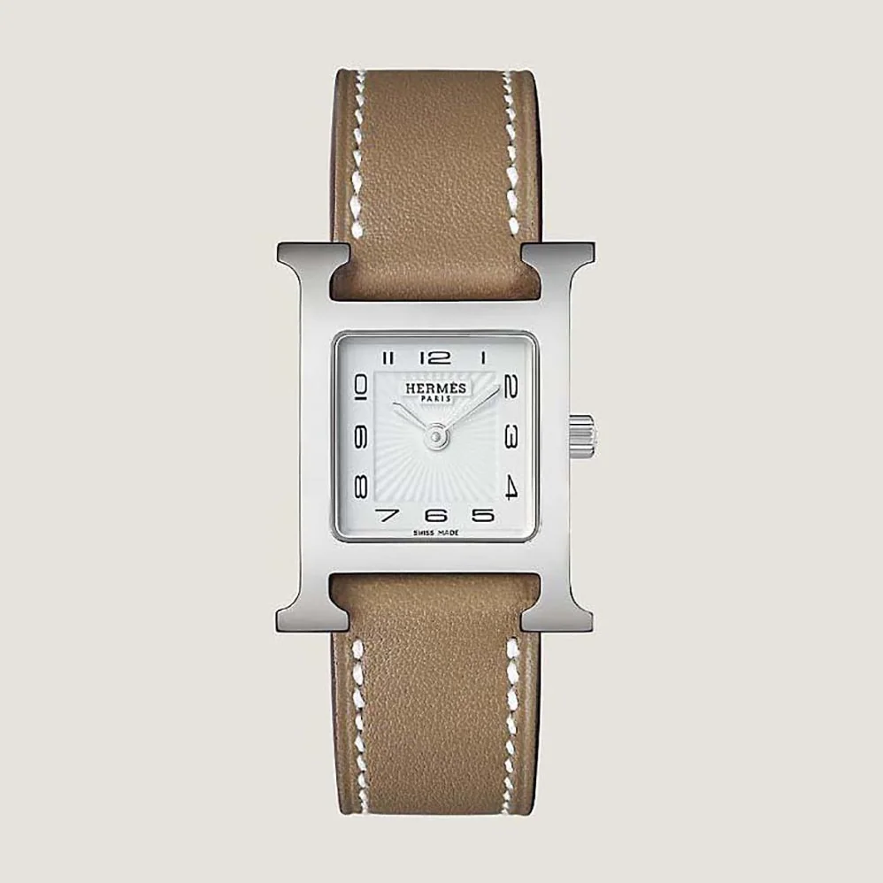 Hermes Heure H Watch Small Model Quartz Movement 25 mm in Steel for Women