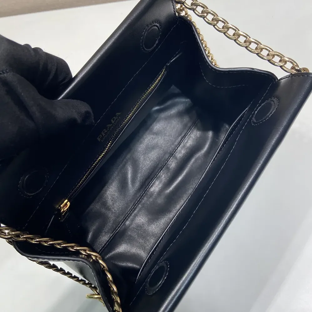 Prada Enchaîné Mini Leather Bag for Women in Black