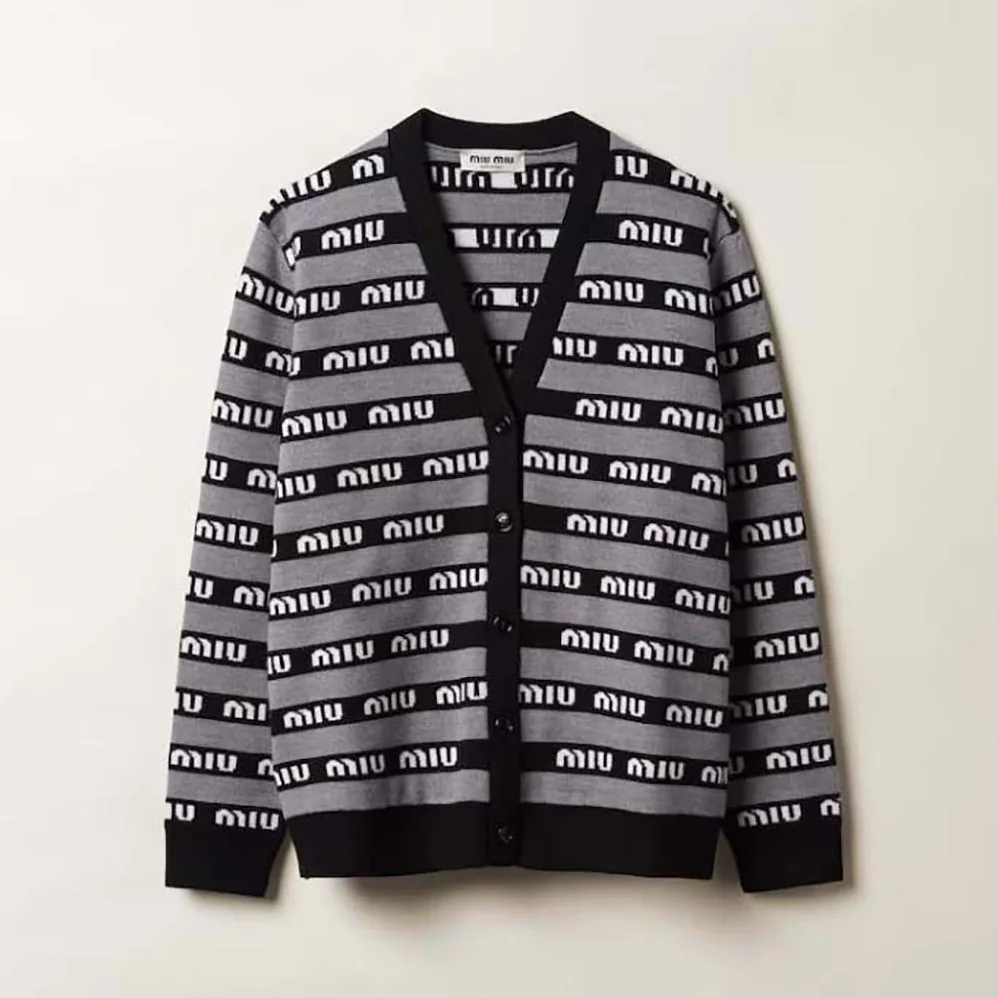 Miu Miu Wool Cardigan for Women in Black