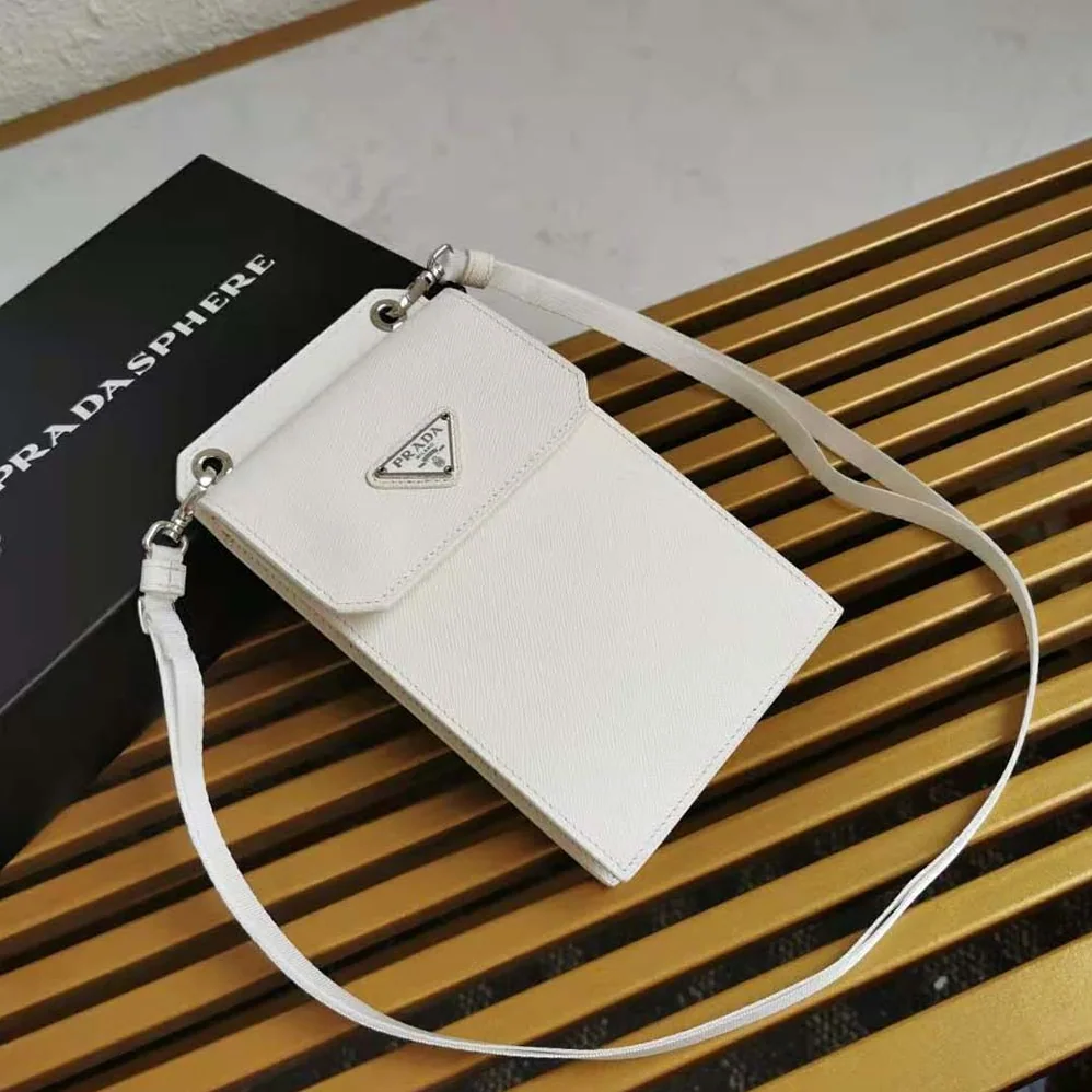 Prada Saffiano Leather Smartphone Case for Men in White Prada Saffiano Leather Smartphone Case for Men in White