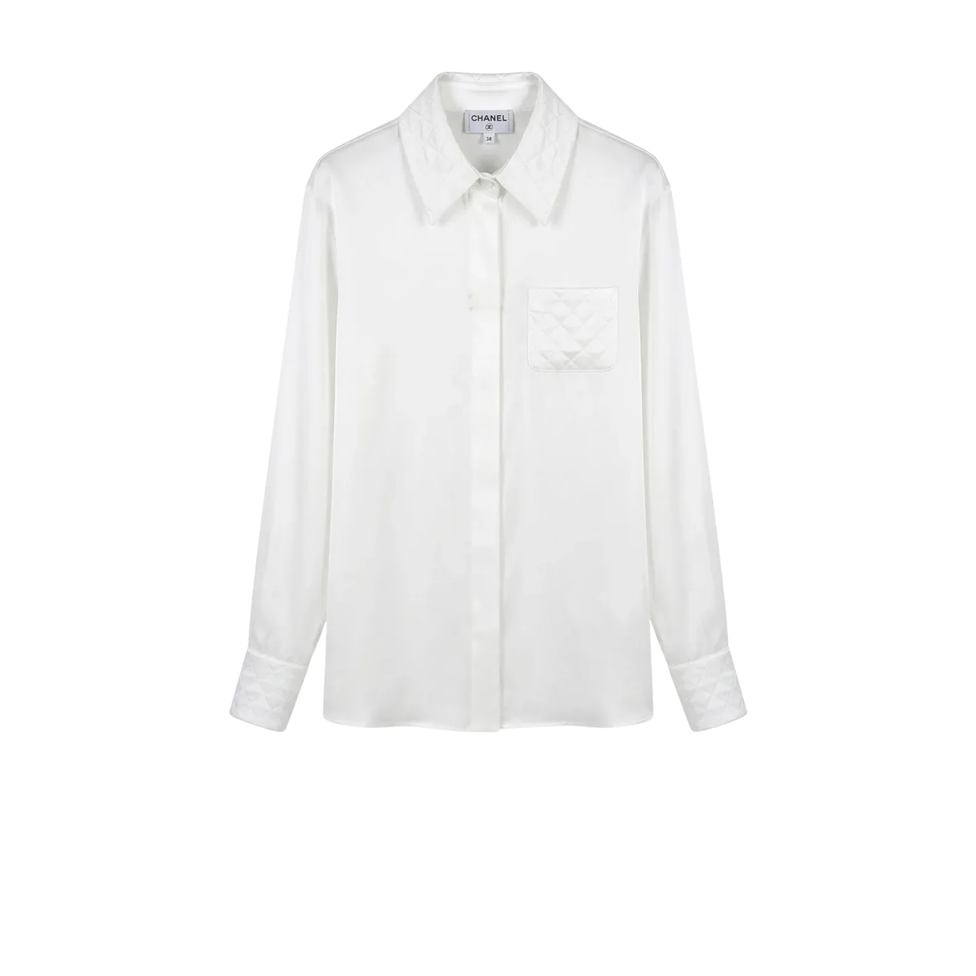 Chanel Quilted Button in Down Blouse Pearl White Chanel Quilted Button in Down Blouse Pearl White