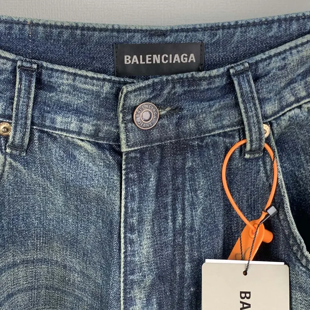 Balenciaga Minimal Baggy Pants In Dirty Grey And Light Blue Cotton Denim for Women Balenciaga Minimal Baggy Pants In Dirty Grey And Light Blue Cotton Denim for Women