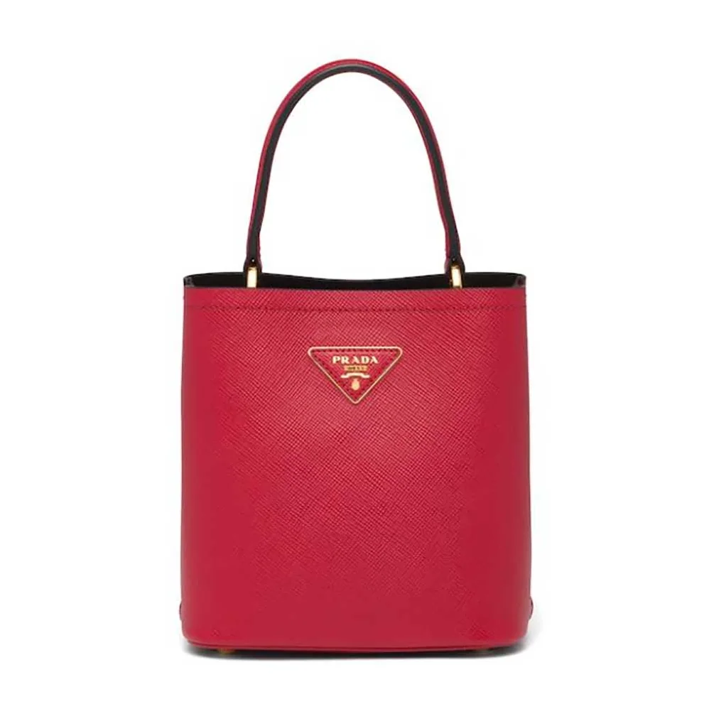 Prada Small Saffiano Leather Prada Panier Bag for Women in Red
