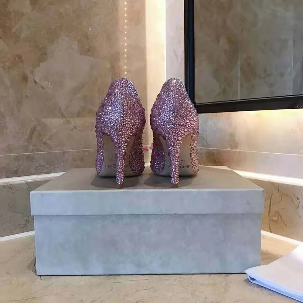 Jimmy Choo Alia Rose Mix Suede and Crystal Covered Pointy Toe Pumps for Women Jimmy Choo Alia Rose Mix Suede and Crystal Covered Pointy Toe Pumps for Women