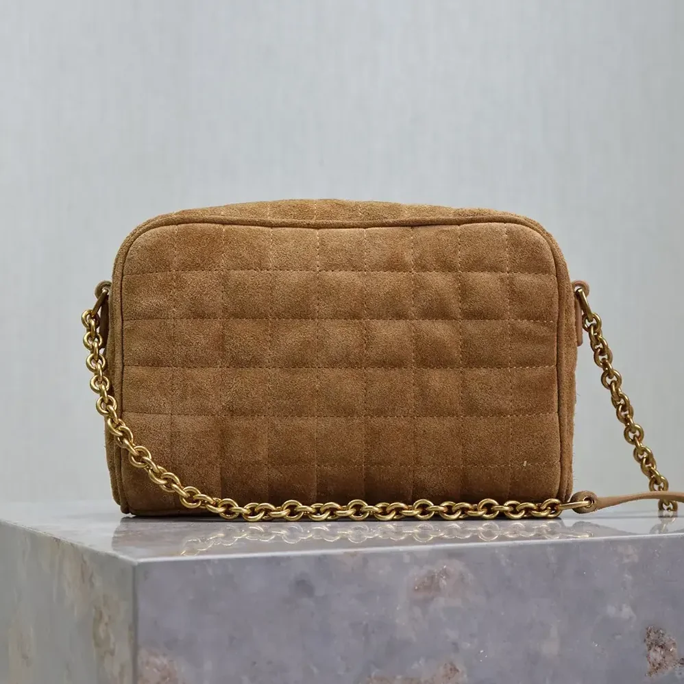 Saint Laurent YSL Cassandre Matelassé Carré Camera Bag in Suede for Women