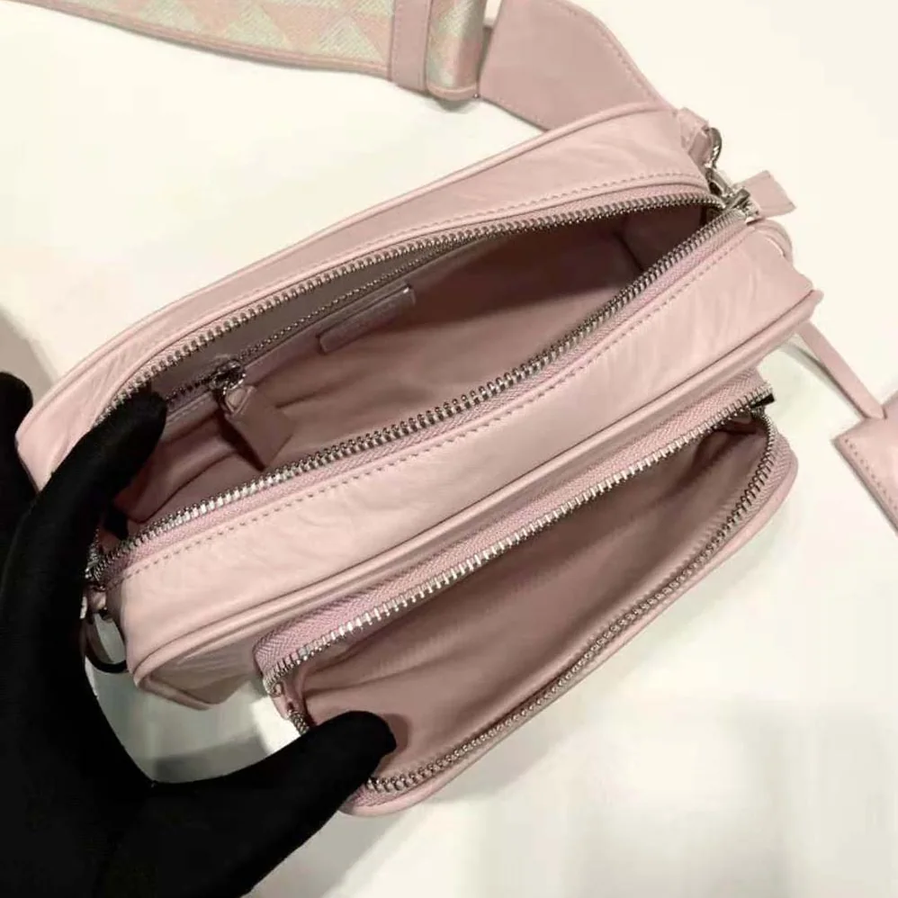 Prada Nappa Antique Leather Multi-Pocket Shoulder Bag for Women in Pink