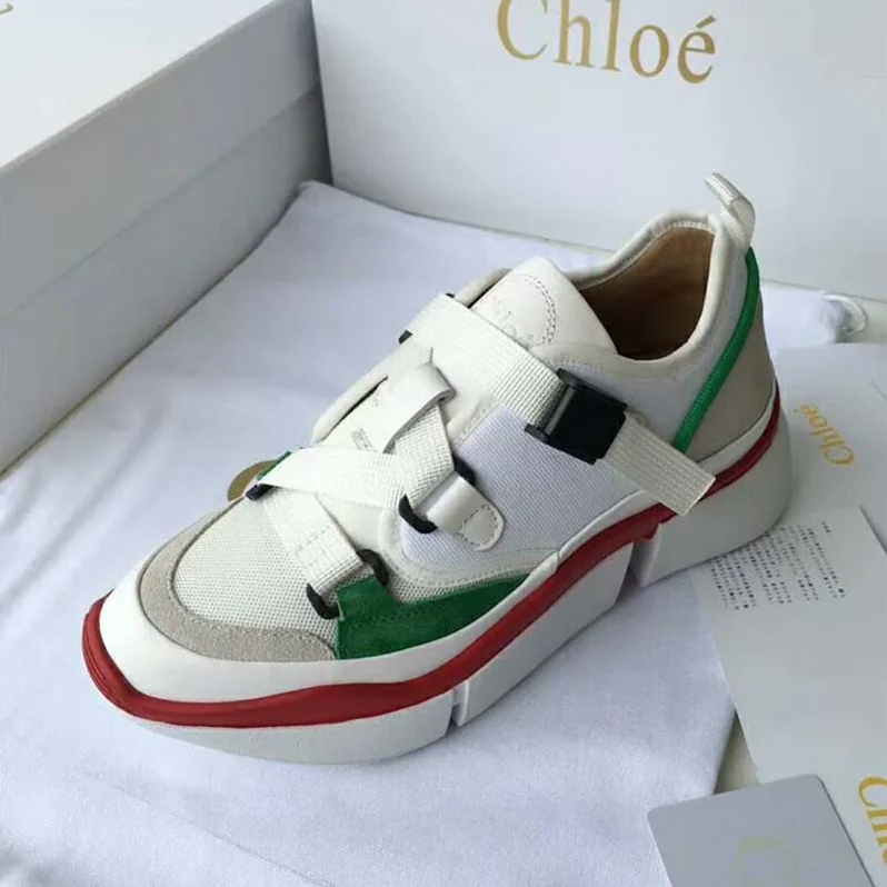 Chloe Sonnie Low-Top Sneaker in Suede Calfskin & Mix of Materials for Women in White Chloe Sonnie Low-Top Sneaker in Suede Calfskin & Mix of Materials for Women in White